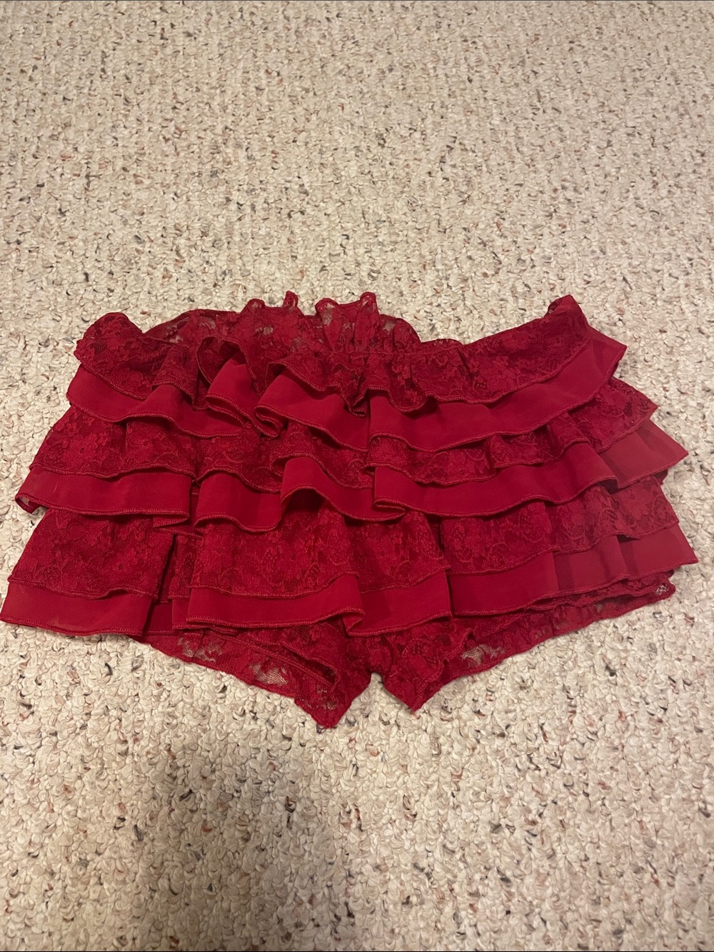 Red Ruffle Lace Shorts